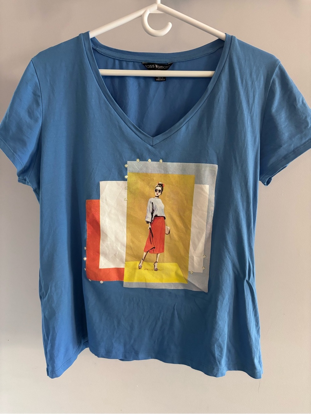 Blue Graphic V-Neck Tee